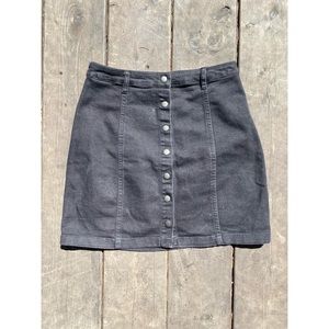 Muted Black Button-down Mini Skirt